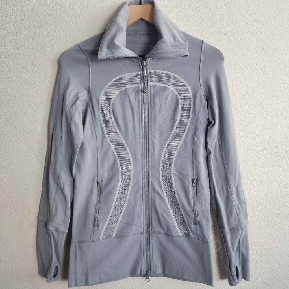Lululemon Define Jacket Womens 4 Gray Full Zip Thumbholes Athletic Running Yoga